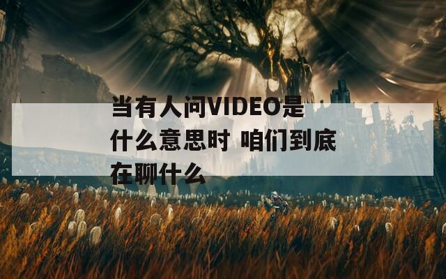 当有人问VIDEO是什么意思时 咱们到底在聊什么