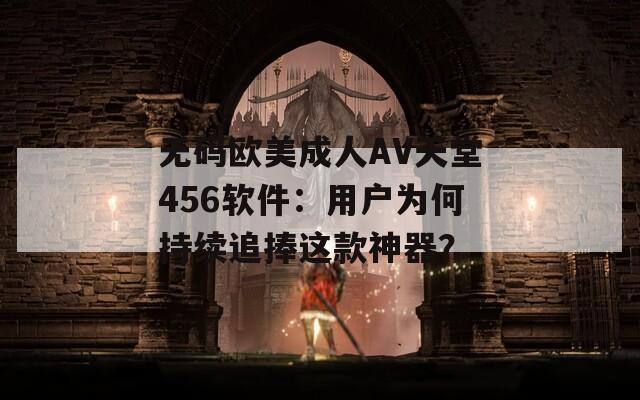 无码欧美成人AV天堂456软件：用户为何持续追捧这款神器？