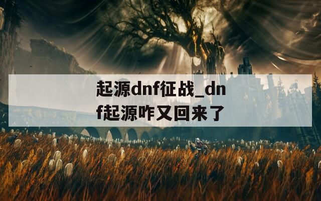 起源dnf征战_dnf起源咋又回来了