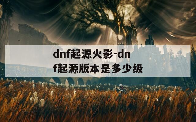 dnf起源火影-dnf起源版本是多少级