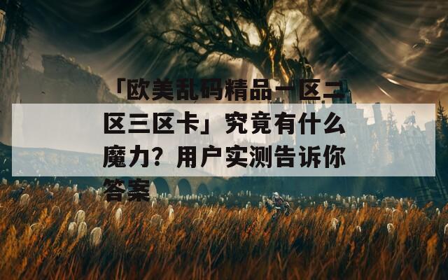 「欧美乱码精品一区二区三区卡」究竟有什么魔力？用户实测告诉你答案