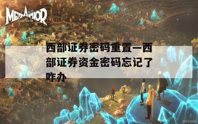 西部证券密码重置—西部证券资金密码忘记了咋办