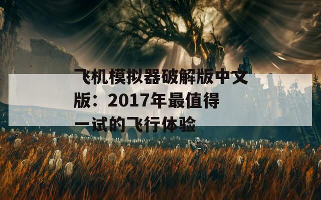 飞机模拟器破解版中文版：2017年最值得一试的飞行体验