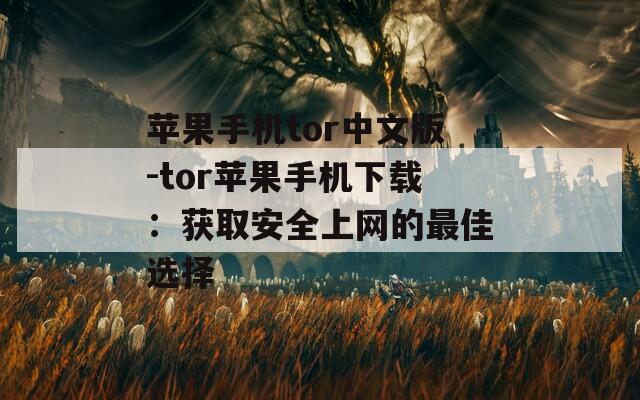 苹果手机tor中文版-tor苹果手机下载：获取安全上网的最佳选择